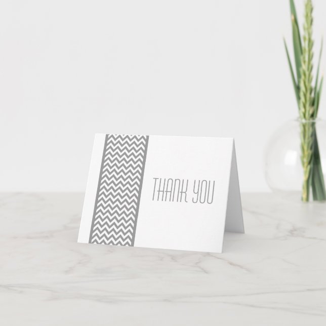 Tarjeta de agradecimiento Gray Chevron Border (Anverso)