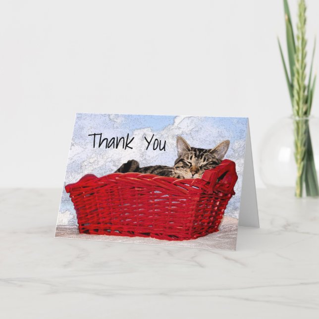 Tarjeta De Agradecimiento Gray Kitten personalizado durmiendo en una foto de (Anverso)