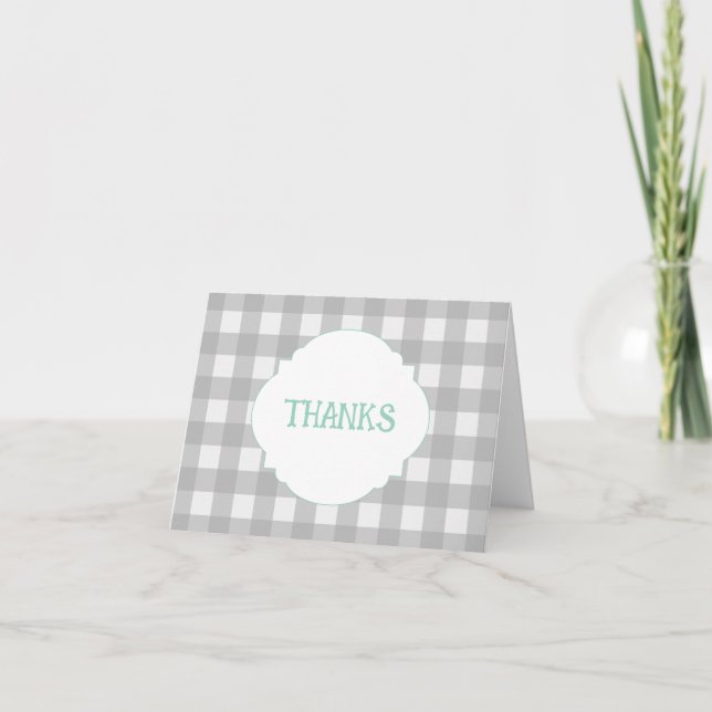 Tarjeta de agradecimiento Gray Plaid (Anverso)