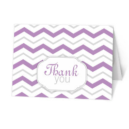 Tarjeta De Agradecimiento Gray Purple Chevron Moderno Gracias Cartas