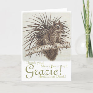 Tarjeta De Agradecimiento ¡Grazie! Ardilla multilingüe de las gracias de