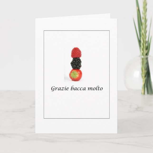Tarjeta De Agradecimiento Grazie gracias en italiano (Anverso)