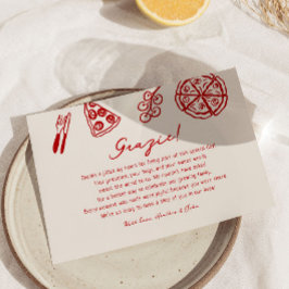 Tarjeta De Agradecimiento Grazie Italian Pizza Baby Shower