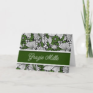 Tarjeta De Agradecimiento Grazie Mille Italiana Mil Gracias Verde
