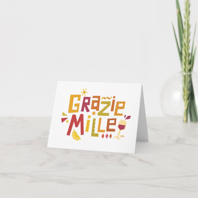 Tarjeta de agradecimiento 'Grazie mille' mil graci (Anverso)