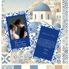 Tarjeta De Agradecimiento grecia Azul Boda Mediterráneo Gracias foto