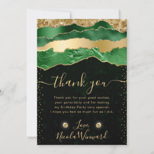 Tarjeta De Agradecimiento Green and Gold Glam Lears Birday Party