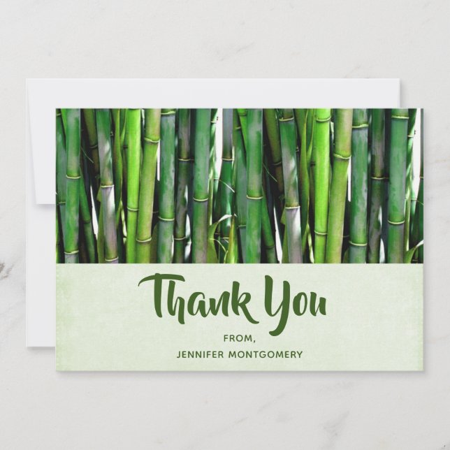 Tarjeta De Agradecimiento Green Bamboo Stalks Nature Photography (Anverso)