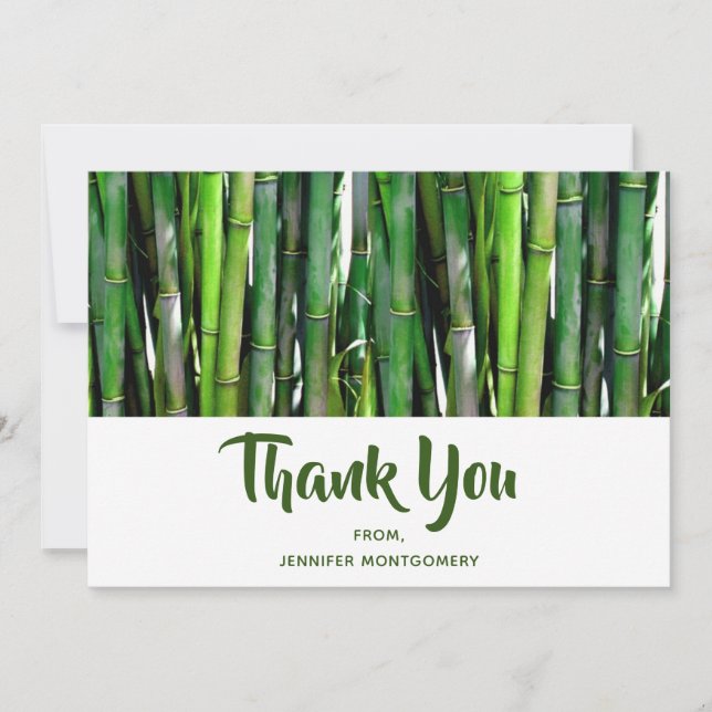 Tarjeta De Agradecimiento Green Bamboo Stalks Nature Photography (Anverso)