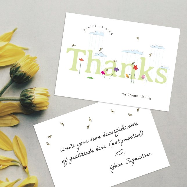 Tarjeta De Agradecimiento Green Big Gracias Spring Bee Scene (Subido por el creador)