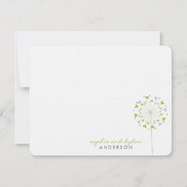 Tarjeta De Agradecimiento Green Blue Dandelions Love Boda Gracias Card
