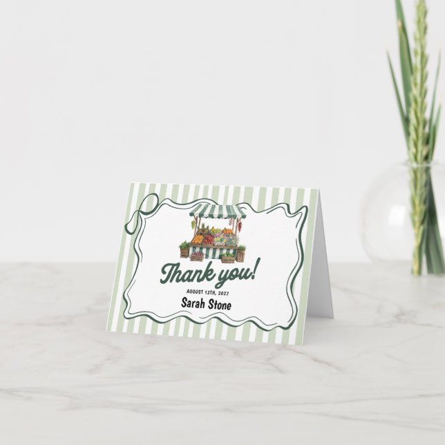 Tarjeta De Agradecimiento Green Bridal Shower Thank You (Anverso)