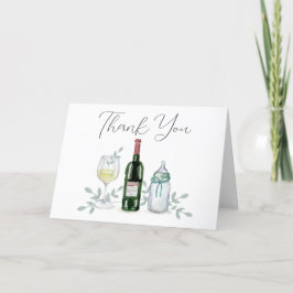 Tarjeta De Agradecimiento Green Champagne Sip & See Baby Shower