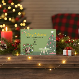 Tarjeta De Agradecimiento Green Christmas Tree Photo Thank You Card | Holida