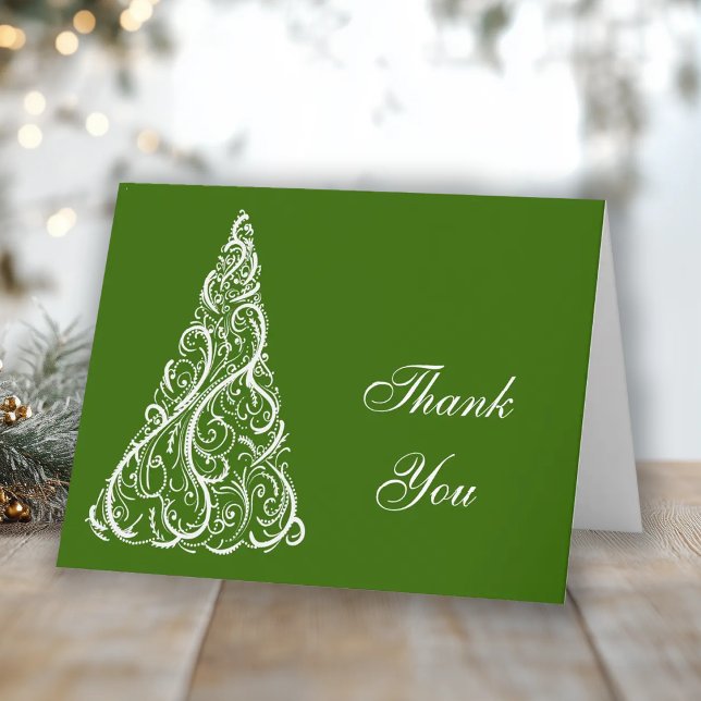 Tarjeta De Agradecimiento Green Christmas Tree Winter Holiday Gracias (Subido por el creador)