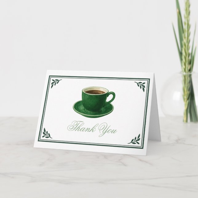 Tarjeta De Agradecimiento Green Coffee Cup Baby Shower (Anverso)