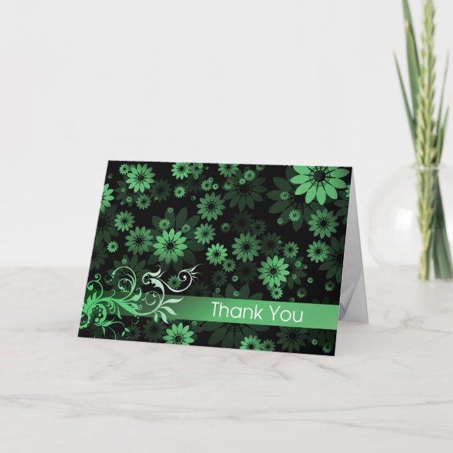 Tarjeta de agradecimiento Green Daisies (Anverso)