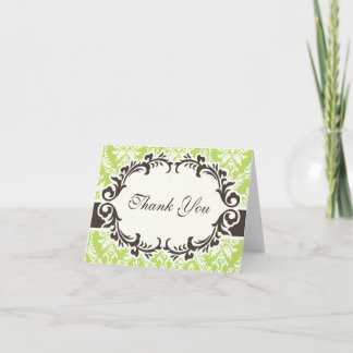 Tarjeta de agradecimiento Green Damask
