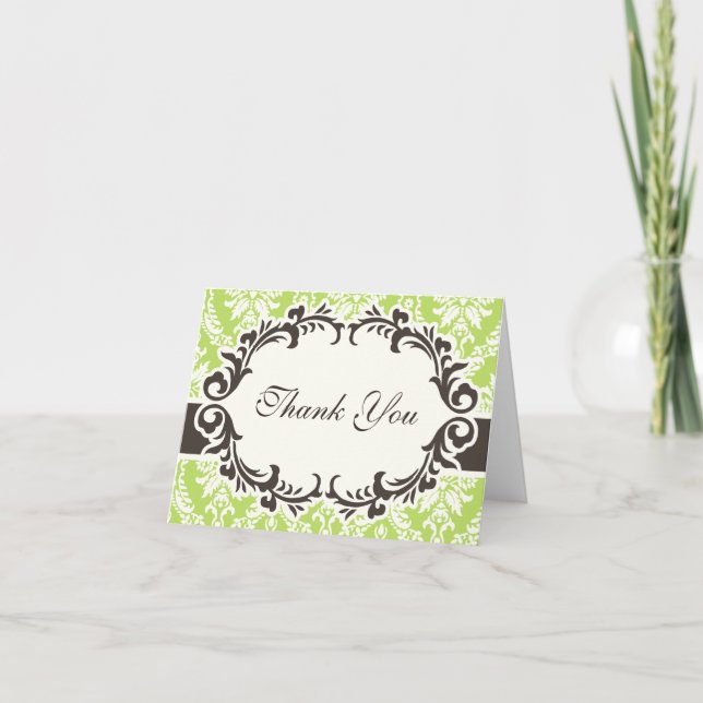 Tarjeta de agradecimiento Green Damask (Anverso)