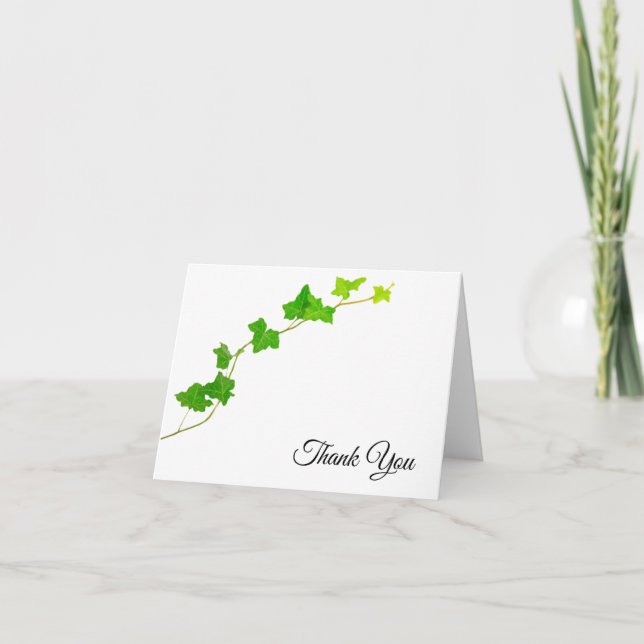 Tarjeta De Agradecimiento Green English Ivy Vine Gracias (Anverso)