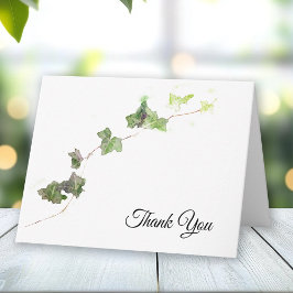 Tarjeta De Agradecimiento Green English Ivy Vine Watercolor Gracias