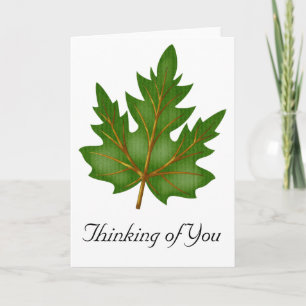 Tarjeta De Agradecimiento Green Fall Leaf Thinking of You Grey Card 3