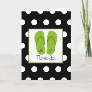 Tarjeta De Agradecimiento Green Flip Flops / Polka Dots Graduation Thank You