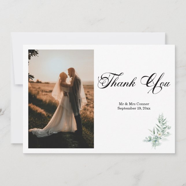 Tarjeta De Agradecimiento Green Foliage Photo Thank You Card (Anverso)