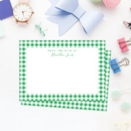 Tarjeta De Agradecimiento Green Gingham Check desde la mesa de