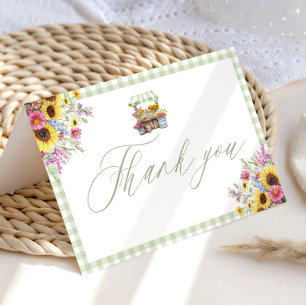 Tarjeta de agradecimiento Green Gingham Fresh Off 