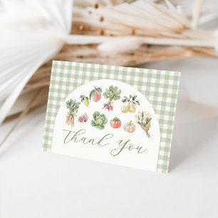 Tarjeta de agradecimiento Green Gingham Fresh Off