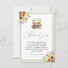 Tarjeta De Agradecimiento Green Gingham Fresh Off The Market