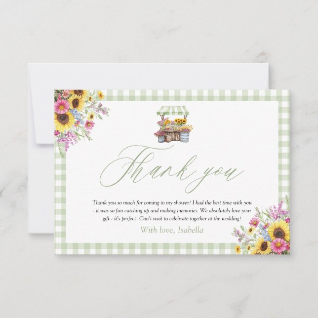 Tarjeta De Agradecimiento Green Gingham Fresh Off The Market Gracias Card (Anverso)