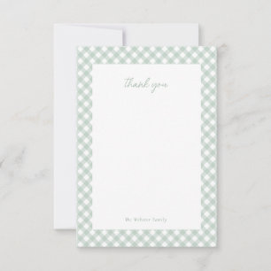 Tarjeta De Agradecimiento Green gingham linda ducha de bebé personalizada