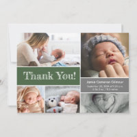 Green Grey Baby Shower Collage de fotos Gracias