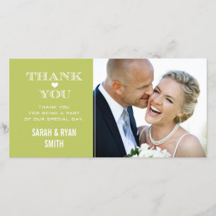 Tarjeta De Agradecimiento Green Heart Boda Foto Gracias Cartas