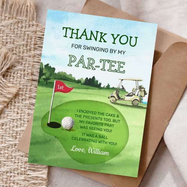 Tarjeta De Agradecimiento Green Hole-In-One Golf Birthday Par-tee (Subido por el creador)