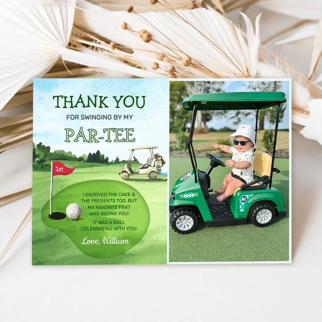 Tarjeta De Agradecimiento Green Hole-In-One Golf Birthday Par-tee Photo (Subido por el creador)