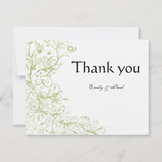 Tarjeta De Agradecimiento Green Hydrangea Birds & Swirls Boda Gracias
