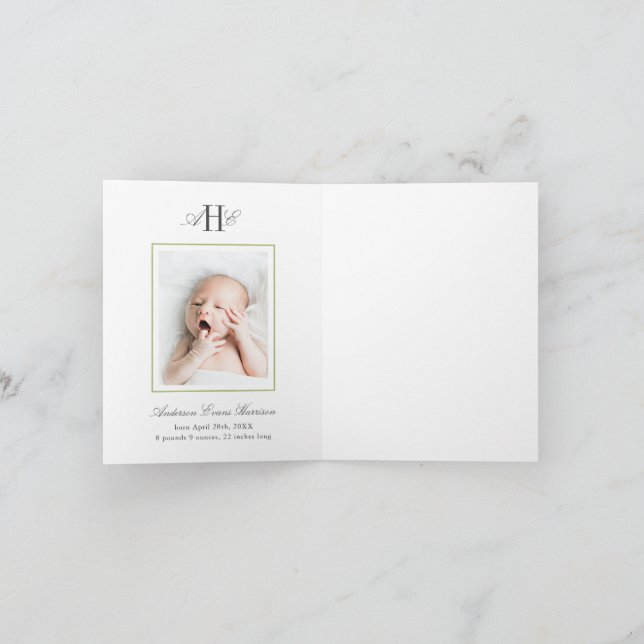 Tarjeta De Agradecimiento Green Hydrangea Flower Baby Shower Baby Photo (Interior)