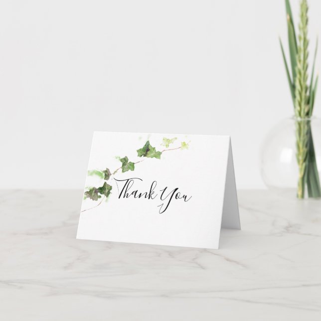 Tarjeta De Agradecimiento Green Ivy Vine Watercolor Sympathy Gracias (Anverso)