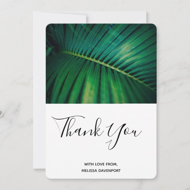 Tarjeta De Agradecimiento Green Leaf Palm Frond Closet Foto Gracias (Anverso)