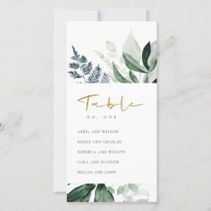 Tarjeta De Agradecimiento Green Leafy Foliage Seating Chart Table Number