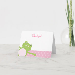 Tarjeta De Agradecimiento Green Leap Frog Folded Thank you note (Pink)