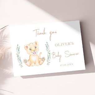 Tarjeta De Agradecimiento Green Lion Safari Boy Baby Shower Gracias