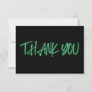 Tarjeta De Agradecimiento Green Neon Gracias Trendy