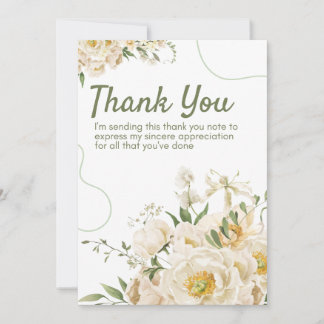 Tarjeta De Agradecimiento Green Organic Floral Thank You Card