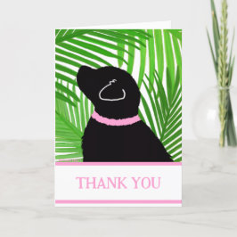 Tarjeta De Agradecimiento Green Palm Tree Island Black Dog Gracias Cartas