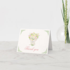 Tarjeta De Agradecimiento green pastel bouquet Elegant Japanese Asian