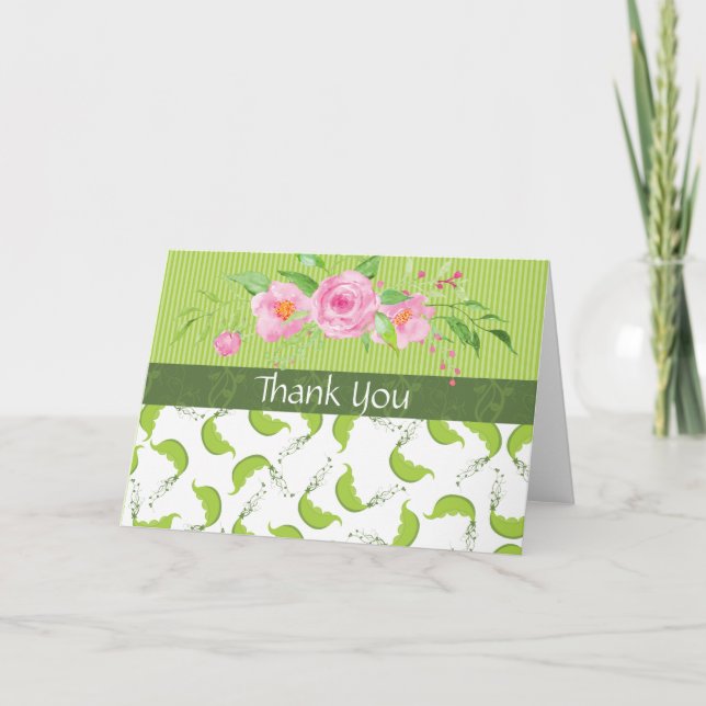 Tarjeta De Agradecimiento Green Pea "Baby Shower Gracias" (Anverso)